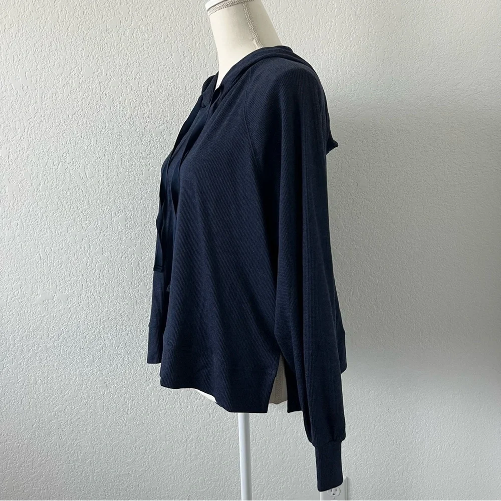NWT Terez Waffle Knit‎ Long Sleeve Navy Blue Pullover Hoodie XL - Picture 6 of 10